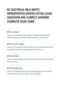 BC ELECTRICAL FIELD SAFETY&NewLine;REPRESENTATIVE UPDATED ACTUAL EXAM&NewLine;QUESTIONS AND CORRECT ANSWERS&NewLine;COMPLETE STUDY GUIDE