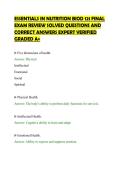 ESSENTIALS IN NUTRITION BIOD 121 FINAL&NewLine;EXAM REVIEW SOLVED QUESTIONS AND&NewLine;CORRECT ANSWERS EXPERT VERIFIED&NewLine;GRADED A&plus;&NewLine;