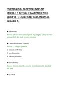 ESSENTIALS IN NUTRITION BIOD 121&NewLine;MODULE 3 ACTUAL EXAM PAPER 2026&NewLine;COMPLETE QUESTIONS AND ANSWERS&NewLine;GRADED A&plus;&NewLine;