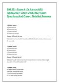 BIO 201- Exam 4 -Dr&period; Larson ASU &lpar;2026&sol;2027&rpar; Latest 2026&sol;2027 Exam Questions And Correct Detailed Answers