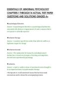 ESSENTIALS OF ABNORMAL PSYCHOLOGY&NewLine;CHAPTERS 1 THROUGH 14 ACTUAL TEST PAPER&NewLine;QUESTIONS AND SOLUTIONS GRADED A&plus;