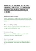 ESSENTIALS OF ABNORMAL PSYCHOLOGY&NewLine;CHAPTERS 1 THROUGH 14 COMPREHENSIVE&NewLine;TEST BANK COMPLETE QUESTIONS AND&NewLine;ANSWERS&NewLine;