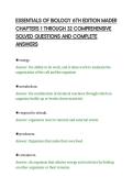 ESSENTIALS OF BIOLOGY 6TH EDITION MADER&NewLine;CHAPTERS 1 THROUGH 32 COMPREHENSIVE&NewLine;SOLVED QUESTIONS AND COMPLETE&NewLine;ANSWERS&NewLine;
