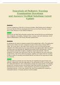 Essentials of Pediatric Nursing&NewLine;Examination Questions&NewLine;and Answers Verified Solutions Latest&NewLine;Update