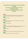Essentials OF Psychiatric Mental Health&NewLine;Nursing&NewLine;Varcarolis Comprehensive Exam&NewLine;Questions and&NewLine;Answers Verified Solutions Latest&NewLine;Update