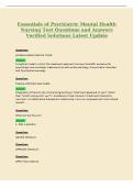 Essentials of Psychiatric Mental Health&NewLine;Nursing Test Questions and Answers&NewLine;Verified Solutions Latest Update