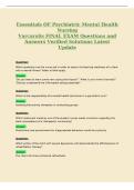 Essentials OF Psychiatric Mental Health&NewLine;Nursing&NewLine;Varcarolis FINAL EXAM Questions and&NewLine;Answers Verified Solutions Latest&NewLine;Update