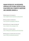 HUMAN PHYSIOLOGY AN INTEGRATED&NewLine;APPROACH 8TH GLOBAL EDITION ACTUAL&NewLine;EXAM PAPER 2026 COMPLETE QUESTIONS&NewLine;AND ANSWERS GRADED A&plus;