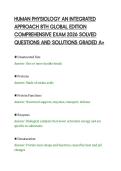 HUMAN PHYSIOLOGY AN INTEGRATED&NewLine;APPROACH 8TH GLOBAL EDITION&NewLine;COMPREHENSIVE EXAM 2026 SOLVED&NewLine;QUESTIONS AND SOLUTIONS GRADED A&plus;