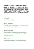 HUMAN PHYSIOLOGY AN INTEGRATED&NewLine;APPROACH 8TH GLOBAL EDITION FINAL&NewLine;PAPER 2026 DETAILED QUESTIONS AND&NewLine;ACCURATE ANSWERS PREMIUM QUALITY