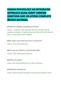 HUMAN PHYSIOLOGY AN INTEGRATED&NewLine;APPROACH EXAM SCRIPT VERIFIED&NewLine;QUESTIONS AND SOLUTIONS COMPLETE&NewLine;REVIEW MATERIAL&NewLine;