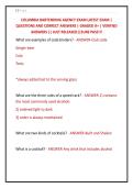 COLUMBIA BARTENDING AGENCY EXAM LATEST EXAM &vert; &NewLine;QUESTIONS AND CORRECT ANSWERS &vert; GRADED A&plus; &vert; VERIFIED &NewLine;ANSWERS &vert;&vert; JUST RELEASED&vert;&vert;SURE PASS&excl;&excl;&excl;