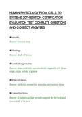 HUMAN PHYSIOLOGY FROM CELLS TO&NewLine;SYSTEMS 20TH EDITION CERTIFICATION&NewLine;EVALUATION TEST COMPLETE QUESTIONS&NewLine;AND CORRECT ANSWERS