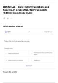 BIO 201 Lab &ndash; GCU Midterm Questions and Answers A&plus; Grade 2026&sol;2027 &vert; Complete Midterm Exam Study Guide