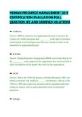 HUMAN RESOURCE MANAGEMENT DSST&NewLine;CERTIFICATION EVALUATION FULL&NewLine;QUESTION SET AND VERIFIED SOLUTIONS&NewLine;