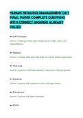 HUMAN RESOURCE MANAGEMENT DSST&NewLine;FINAL PAPER COMPLETE QUESTIONS&NewLine;WITH CORRECT ANSWERS ALREADY&NewLine;PASSED&NewLine;