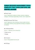 HUMAN RESOURCE MANAGEMENT EXAM 1&NewLine;COMPLETE STUDY GUIDE QUESTIONS AND&NewLine;VERIFIED ANSWERS&NewLine;