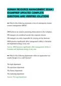 HUMAN RESOURCE MANAGEMENT EXAM 1&NewLine;EXAMPREP UPDATED COMPLETE&NewLine;QUESTIONS AND VERIFIED SOLUTIONS