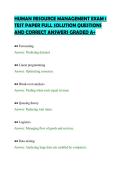 HUMAN RESOURCE MANAGEMENT EXAM 1&NewLine;TEST PAPER FULL SOLUTION QUESTIONS&NewLine;AND CORRECT ANSWERS GRADED A&plus;&NewLine;