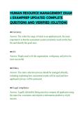 HUMAN RESOURCE MANAGEMENT EXAM&NewLine;2 EXAMPREP UPDATED COMPLETE&NewLine;QUESTIONS AND VERIFIED SOLUTIONS