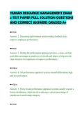 HUMAN RESOURCE MANAGEMENT EXAM&NewLine;2 TEST PAPER FULL SOLUTION QUESTIONS&NewLine;AND CORRECT ANSWERS GRADED A&plus;