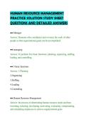 HUMAN RESOURCE MANAGEMENT&NewLine;PRACTICE SOLUTION STUDY SHEET&NewLine;QUESTIONS AND DETAILED ANSWERS&NewLine;