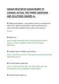 HUMAN RESOURCES MANAGEMENT IN&NewLine;CANADA ACTUAL TEST PAPER QUESTIONS&NewLine;AND SOLUTIONS GRADED A&plus;&NewLine;
