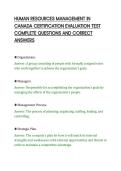 HUMAN RESOURCES MANAGEMENT IN&NewLine;CANADA CERTIFICATION EVALUATION TEST&NewLine;COMPLETE QUESTIONS AND CORRECT&NewLine;ANSWERS&NewLine;