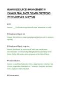 HUMAN RESOURCES MANAGEMENT IN&NewLine;CANADA FINAL PAPER SOLVED QUESTIONS&NewLine;WITH COMPLETE ANSWERS&NewLine;