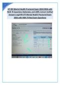ATI RN Mental Health Proctored Exam 2023&sol;2026 with &NewLine;NGN 70 Questions Rationales and 100&percnt; Correct Verified &NewLine;Answers Legit RN ATI Mental Health Proctored Exam &NewLine;2026 with NGN 70 Real Exam Questions