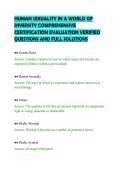 HUMAN SEXUALITY IN A WORLD OF&NewLine;DIVERSITY COMPREHENSIVE&NewLine;CERTIFICATION EVALUATION VERIFIED&NewLine;QUESTIONS AND FULL SOLUTIONS&NewLine;