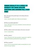 HUMAN SEXUALITY IN A WORLD OF&NewLine;DIVERSITY TEST BANK UPDATED&NewLine;QUESTIONS AND ANSWERS FULL STUDY&NewLine;SHEET