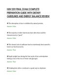 HUN 1201 FINAL EXAM COMPLETE&NewLine;PREPARATION GUIDE WITH DIETARY&NewLine;GUIDELINES AND ENERGY BALANCE REVIEW