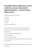 PLPA 2003 Midterm EXAM &lpar;latest version &NewLine;verified for accuracy&rpar; fully solved & &NewLine;updated &lpar;Questions &plus; Answers&rpar; Solved &NewLine;100&percnt; Correct&excl;&excl;