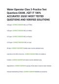Water Operator Class 3-Practice Test Questions EXAM&comma; &sol;GET IT 100&percnt; ACCURATE&excl;&excl; 2026&excl;&excl; MOST TESTED QUESTIONS AND VERIFIED SOLUTIONS