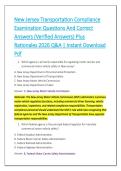 New Jersey Transportation Compliance &NewLine;Examination Questions And Correct &NewLine;Answers &lpar;Verified Answers&rpar; Plus &NewLine;Rationales 2026 Q&A &vert; Instant Download &NewLine;Pdf