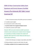 OSHA 10-Hour Construction Safety Exam &NewLine;Questions and Correct Answers &lpar;Verified &NewLine;Answers&rpar; Plus Rationale 2027 Q&A&vert; Instant &NewLine;Download Pdf