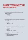 ATI Nutrition Exam &vert; Study Guide with Answers &vert; 2026&sol;2027