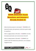 SHRM 2026&sol;2027 Exam &ndash; 500&plus; Questions & Answers &vert; HR Strategy&comma; Employment Law&comma; Talent&comma; Compensation&comma; L&D&comma; Employee Relations & Analytics