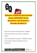 Ultimate California Real Estate Exam 2026&sol;2027 &ndash; California Real Estate &ndash; Complete Exam Questions and Answers