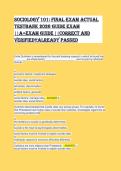 Sociology 101 Final Exam 2026 Study Guide &vert; COMPLETE Real Exam Questions & 100&percnt; Accurate Answers &lpar;Ivy Tech Community College&rpar; A&plus; Graded