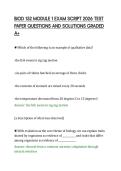 BIOD 152 MODULE 1 EXAM SCRIPT 2026 TEST&NewLine;PAPER QUESTIONS AND SOLUTIONS GRADED&NewLine;A&plus;