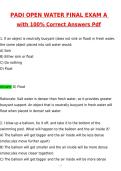 2027 PADI OPEN WATER Final Exam A &lpar;Latest 2026 &sol; 2027 Update&rpar; Questions & Accurate Correct Answers &lpar;100&percnt; Correct Verified Answers&rpar; Already Graded A&plus;