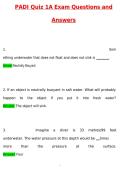 PADI Quiz 1A &lpar;Latest 2026 &sol; 2027 Update&rpar; Questions & Accurate Correct Answers &lpar;100&percnt; Correct Verified Answers&rpar; Already Graded A&plus;