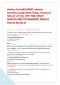 Newborn Nursing EXAM WITH Newborn &NewLine;assessment&comma; complications&comma; feeding&comma; emergencies &NewLine;ALREADY COVERED EXAM 2026 VERSION &NewLine;QUESTIONS AND VERIFIED CORRECT ANSWERS &NewLine;ALREADY GRADED A&plus; 