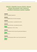 EXCEL CRASH Course WALL Street&NewLine;Exam Questions and Answers&NewLine;Verified Solutions Latest Update