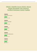 EXCEL CRASH Course WALL Street&NewLine;Exam Questions and Answers&NewLine;Verified Solutions Latest Update