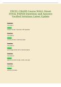 EXCEL CRASH Course WALL Street&NewLine;FINAL PAPER Questions and Answers&NewLine;Verified Solutions Latest Update
