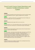 Excel Crash Course Exam Questions and&NewLine;Answers Verified Solutions Latest&NewLine;Update