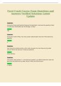 Excel Crash Course Exam Questions and&NewLine;Answers Verified Solutions Latest&NewLine;Update